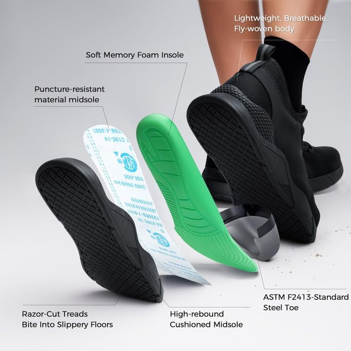 Ulogu Steel Toe Shoes for Men Women Puncture Proof Non Slip Waterproof Work Safety Sneakers Comfortable Construction - Image 2